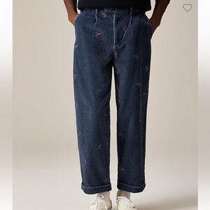 J crew Relaxed-fit pleated 11-wale corduroy trouser with retro skier embroidery